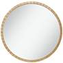 Gracia Gold Leaf Post 34" Round Metal Framed Wall Mirror in scene