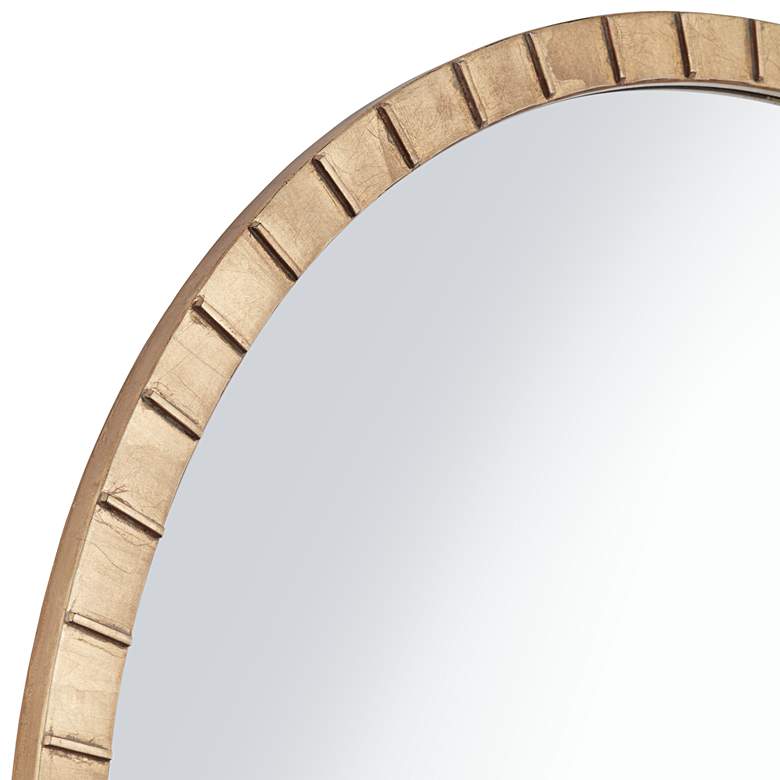 Image 4 Gracia Gold Leaf Post 34" Round Metal Framed Wall Mirror more views
