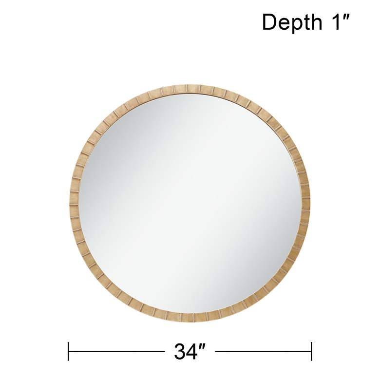 Image 6 Gracia Gold Leaf Post 34" Round Metal Framed Wall Mirror more views