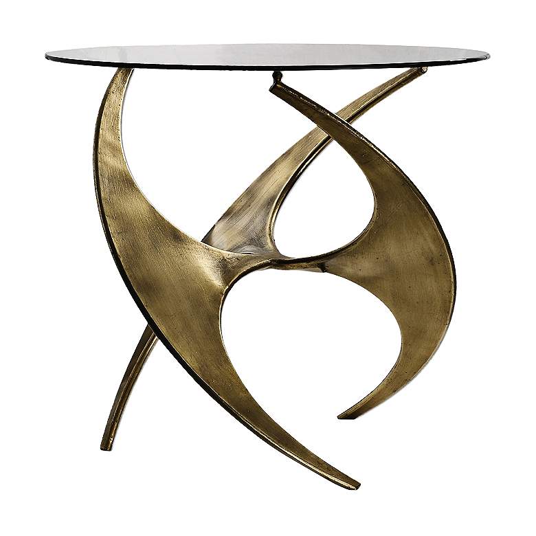 Image 1 Graciano 28" Wide Gold and Round Glass Modern Accent Table