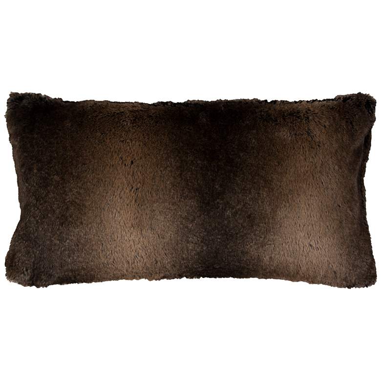 Image 1 Gracie Brown Faux Fur 26 inch x 14 inch Throw Pillow
