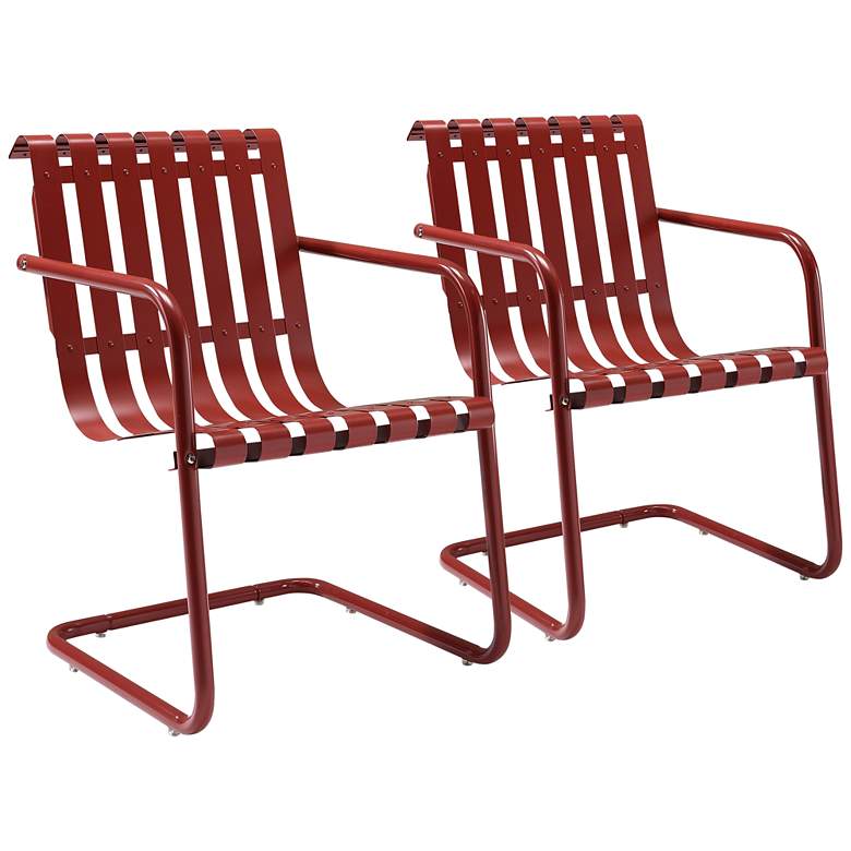 Gracie Red Steel Indoor-Outdoor Armchair Set of 2
