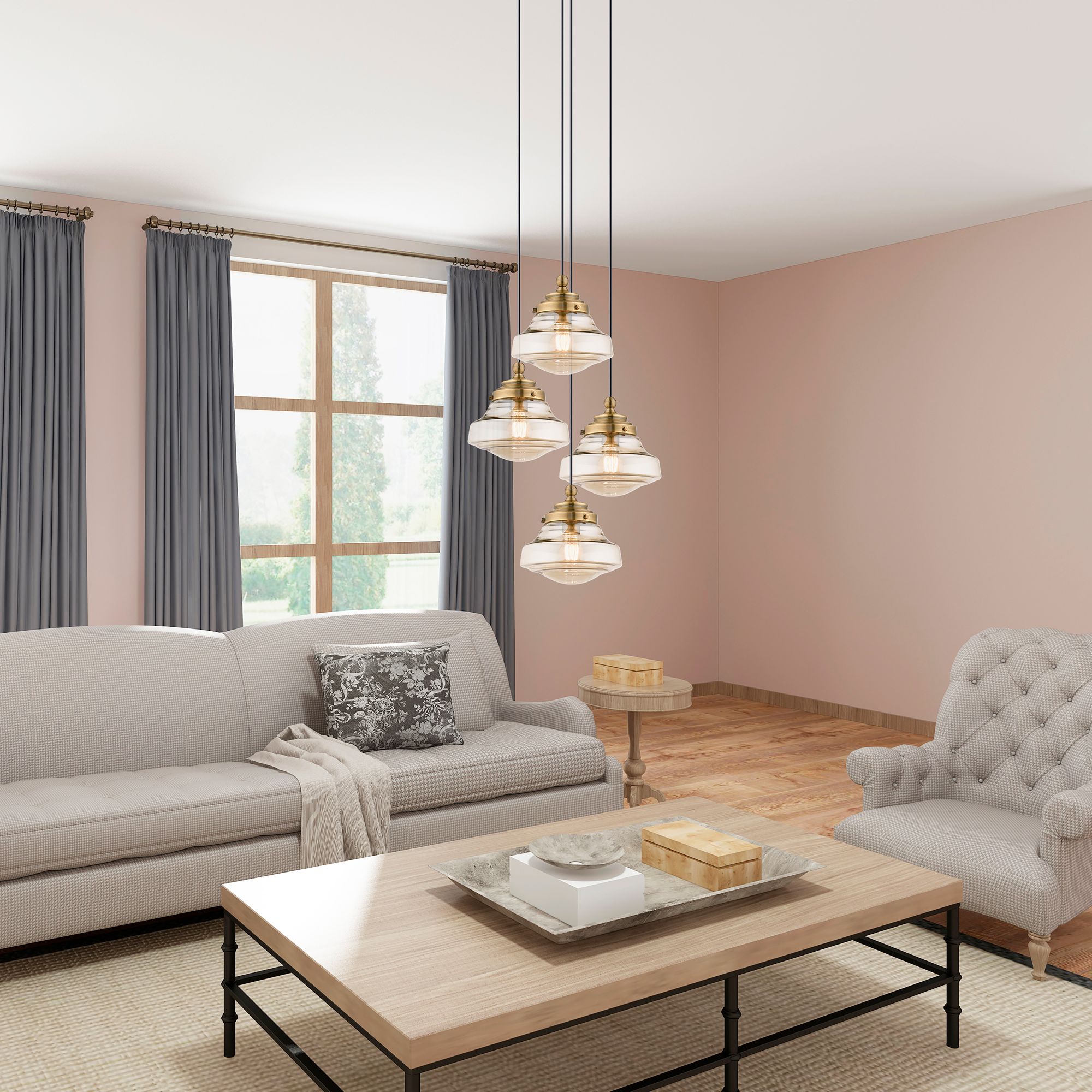 Graciela 9" Wide Antique Brass Schoolhouse Mini Pendant