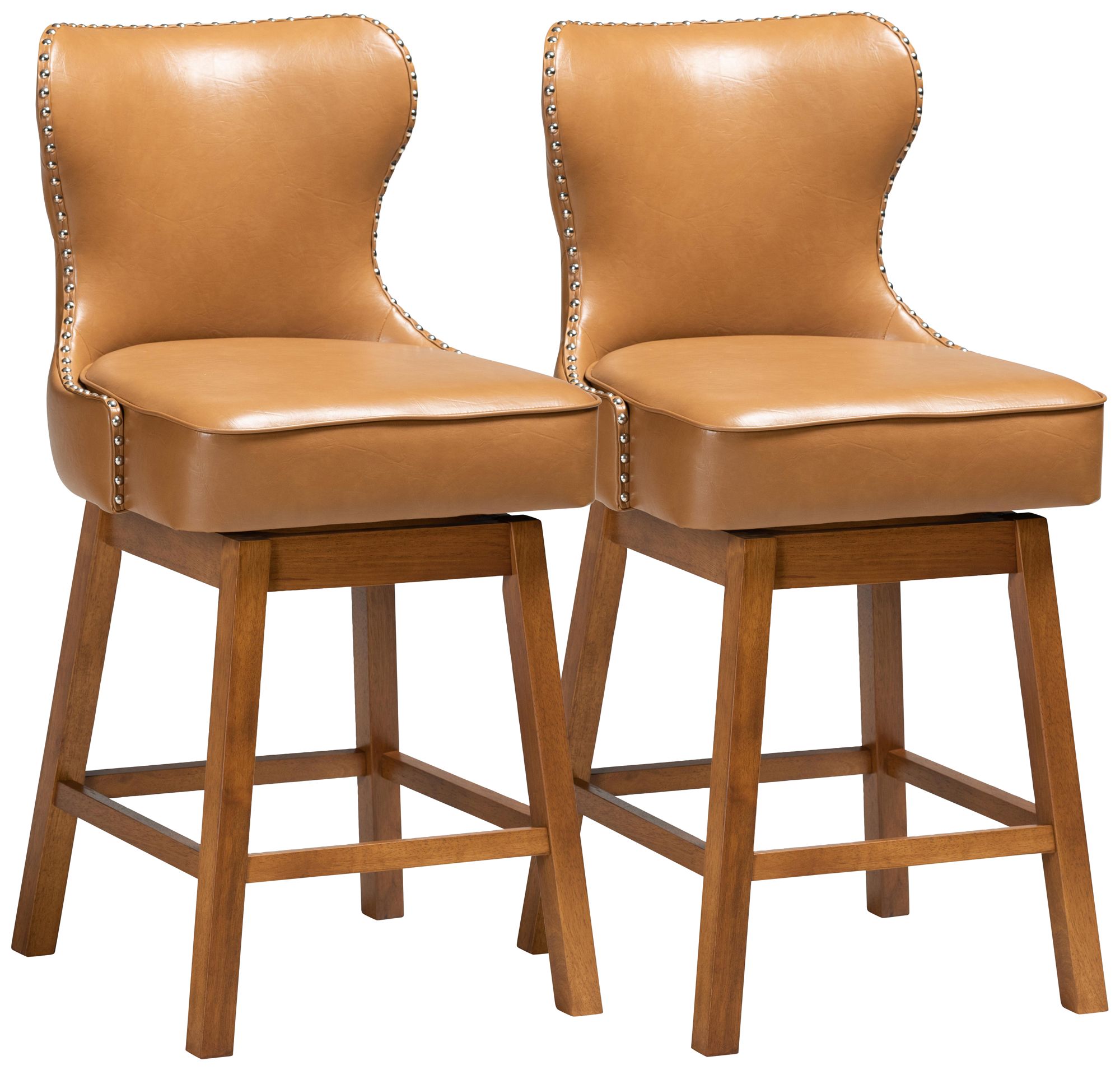 Gradisca 26 1/2" Tan Faux Leather Counter Stools Set of 2