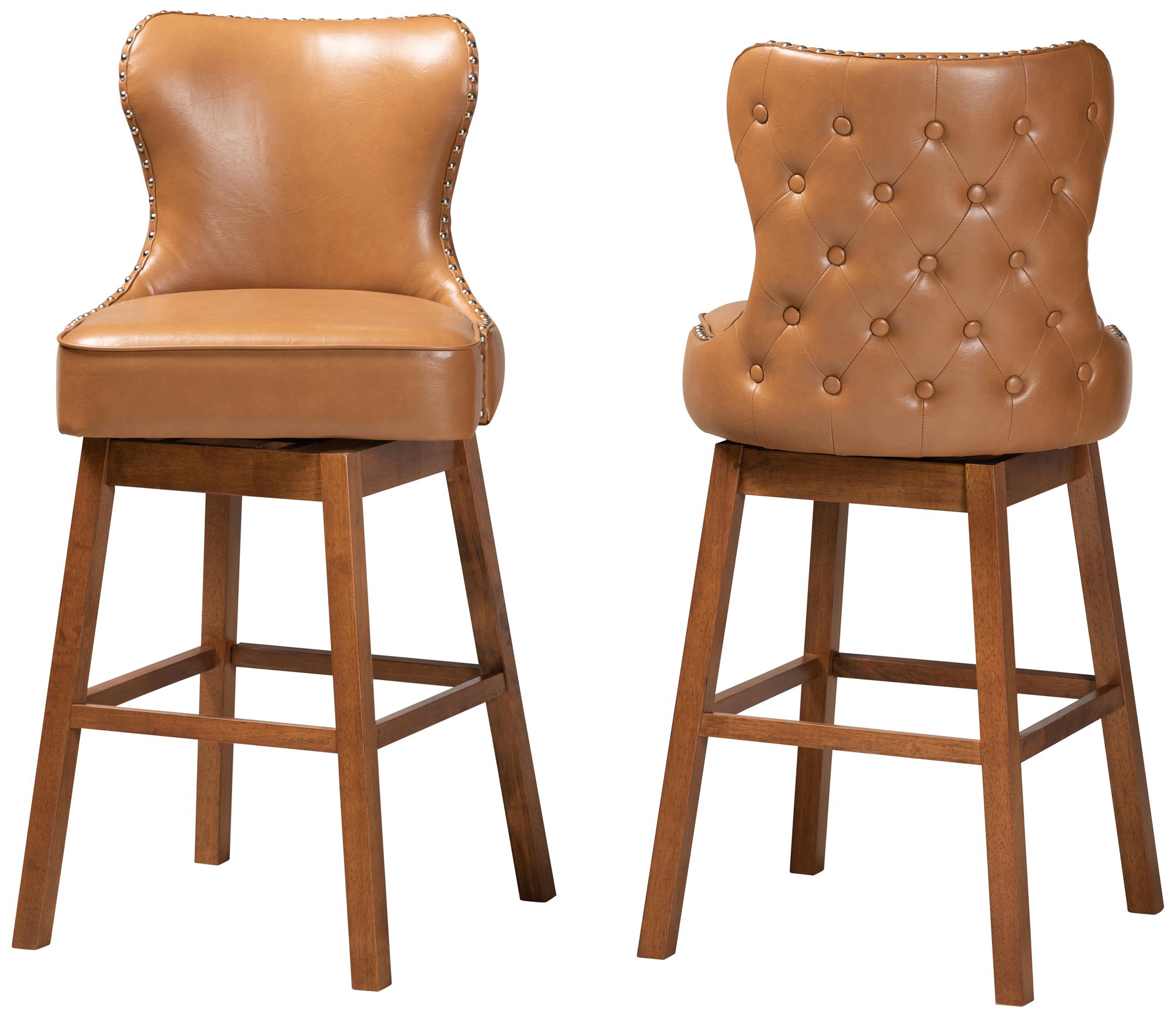 Image 6 Gradisca 30 1/2" Tan Faux Leather Swivel Bar Stools Set of 2 more views