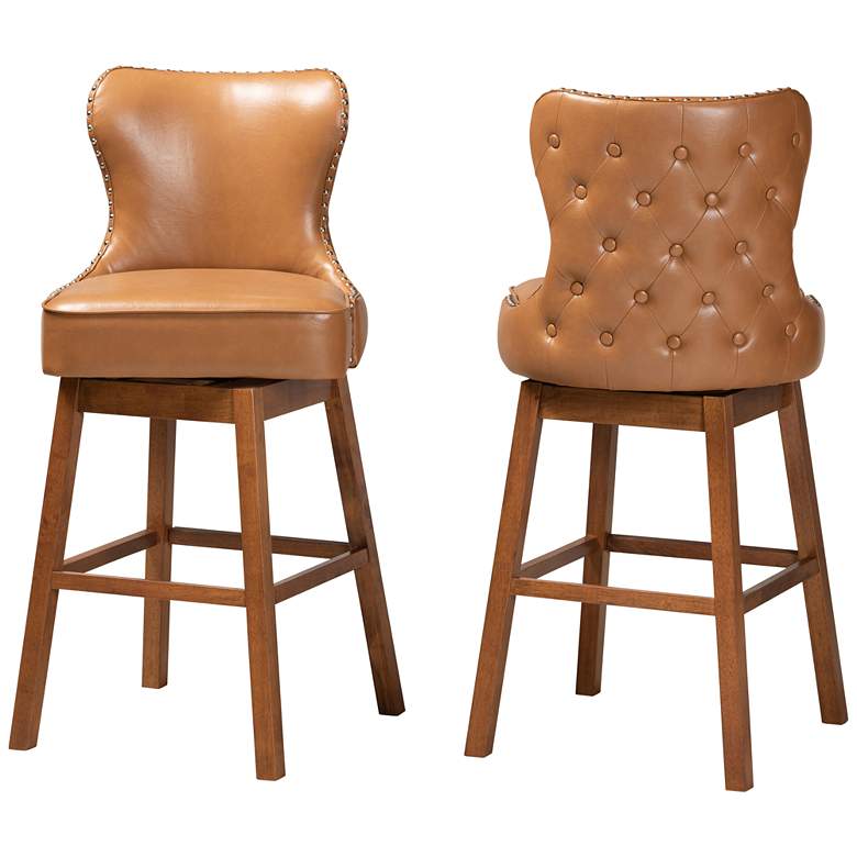 Image 6 Gradisca 30 1/2 inch Tan Faux Leather Swivel Bar Stools Set of 2 more views