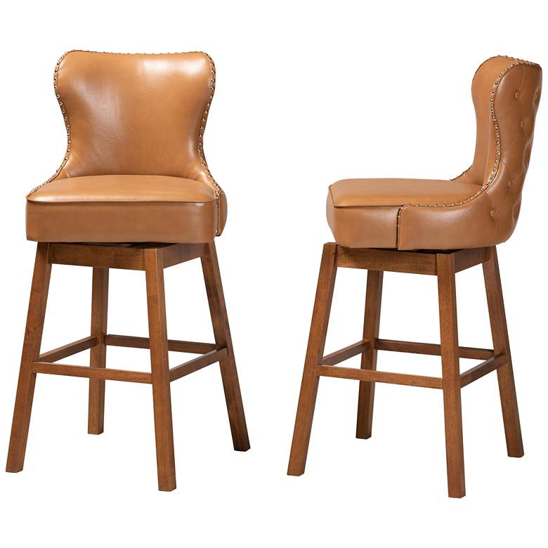 Image 7 Gradisca 30 1/2 inch Tan Faux Leather Swivel Bar Stools Set of 2 more views