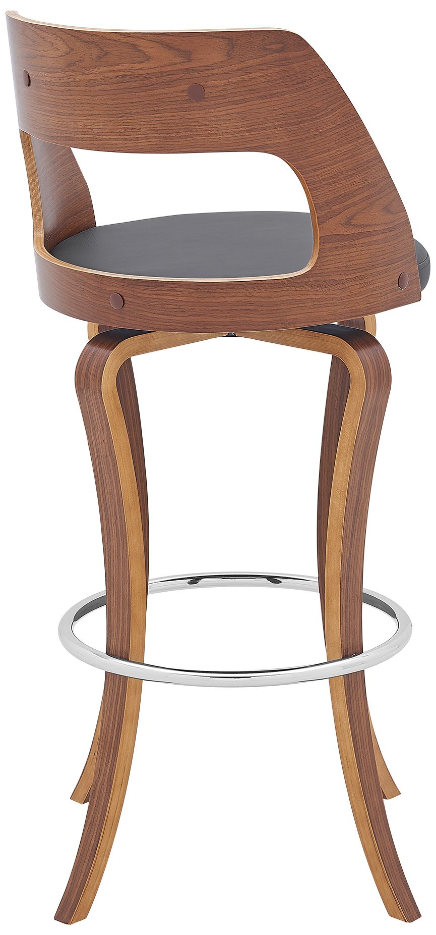 Image 3 Grady 29 in. Swivel Barstool in Walnut Finish with Gray Faux Leather more views