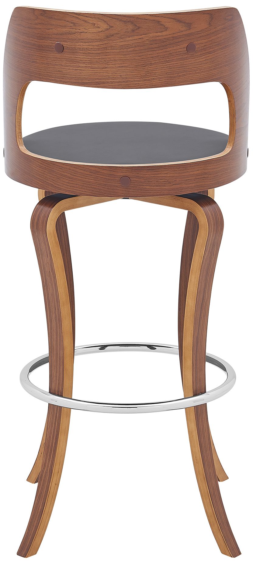 Image 5 Grady 29 in. Swivel Barstool in Walnut Finish with Gray Faux Leather more views