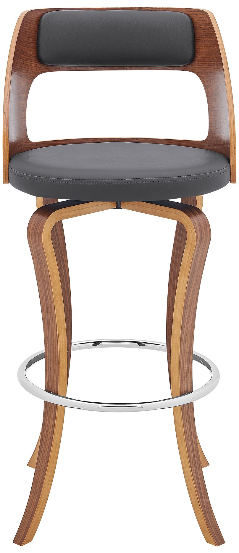 Image 6 Grady 29 in. Swivel Barstool in Walnut Finish with Gray Faux Leather more views