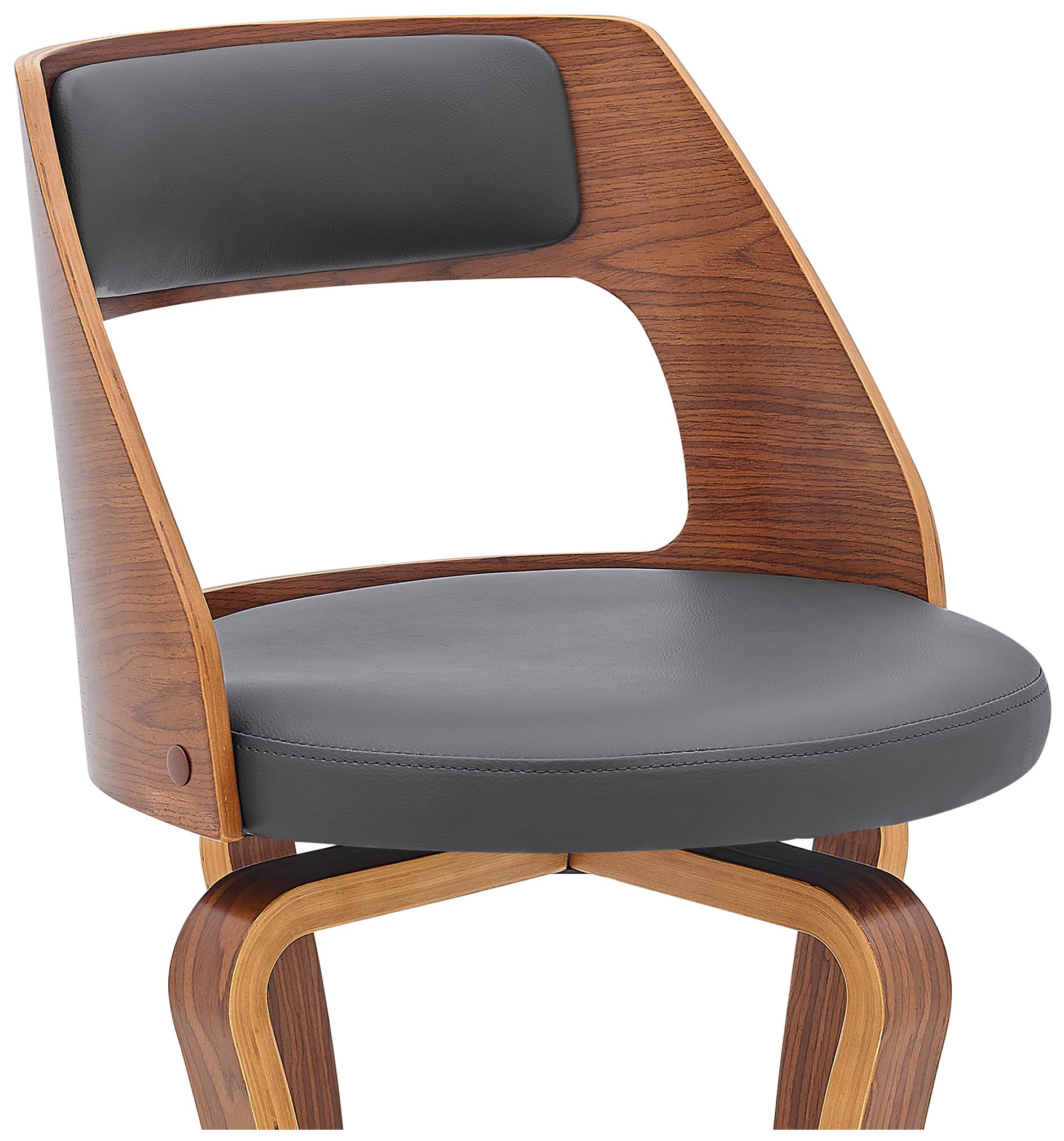 Image 7 Grady 29 in. Swivel Barstool in Walnut Finish with Gray Faux Leather more views