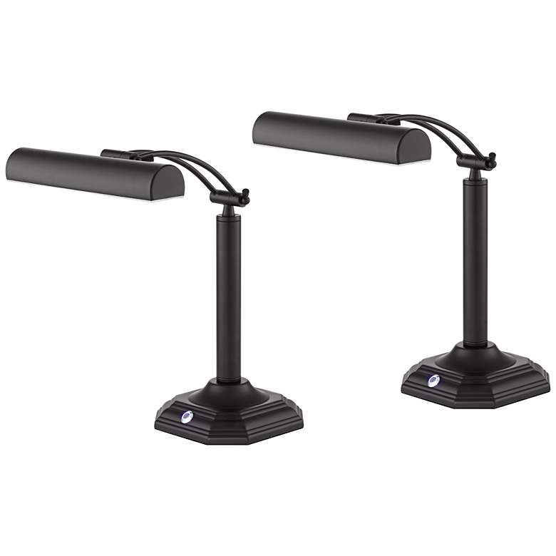 Image 2 Grady Black Bronze Adjustable LED Piano Desk Lamps Set of 2