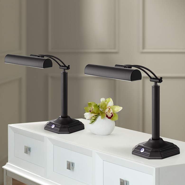 Image 1 Grady Black Bronze Adjustable LED Piano Desk Lamps Set of 2