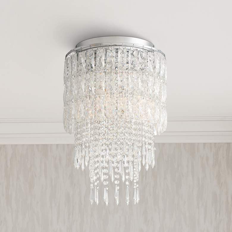 Image 1 Graeber 14 1/2" Wide Chrome and Crystal Ceiling Light