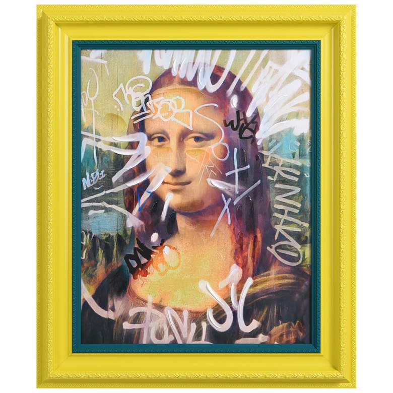 Image 1 Graffiti Mona Lisa" Hand Embellished Framed Giclee Printed Canvas Wall