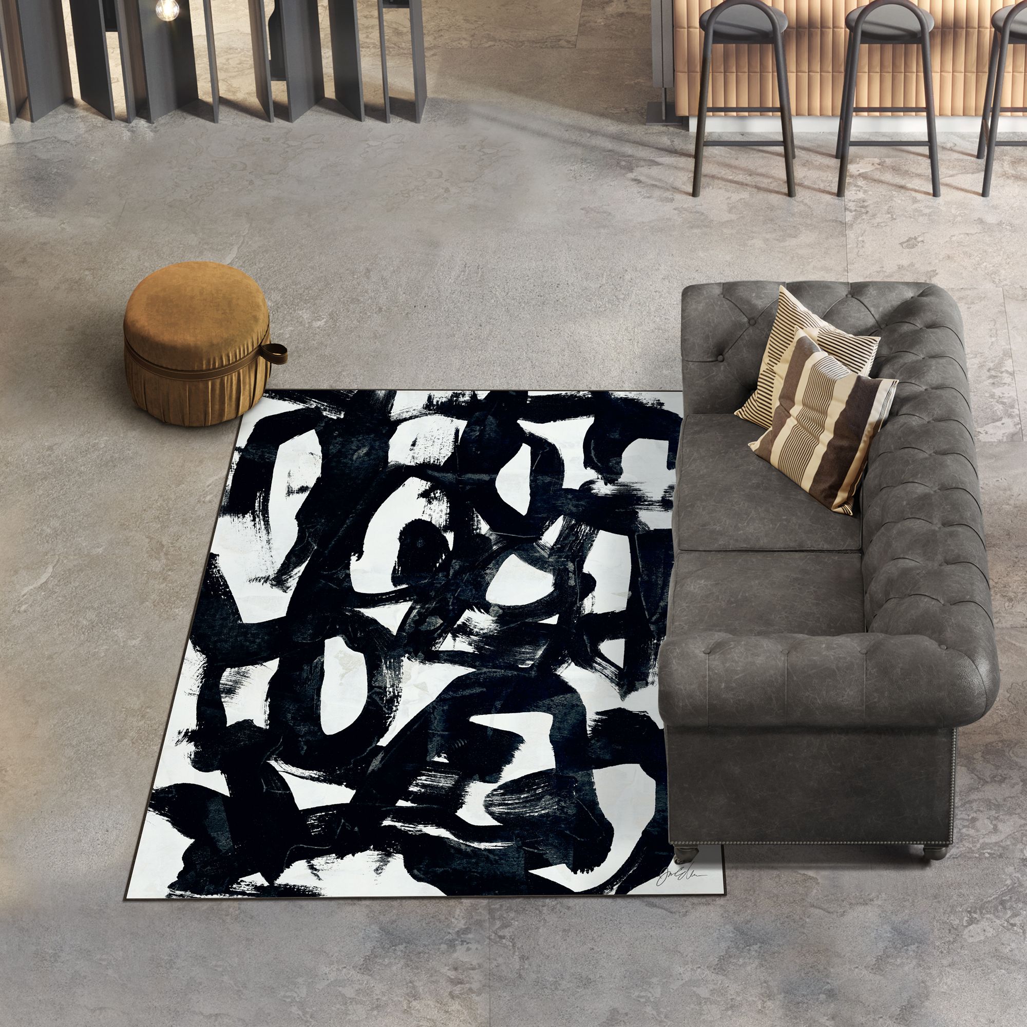 Image 2 Graffiti Tangle I Washable Abstract Art Area Rug size 5'x8' more views