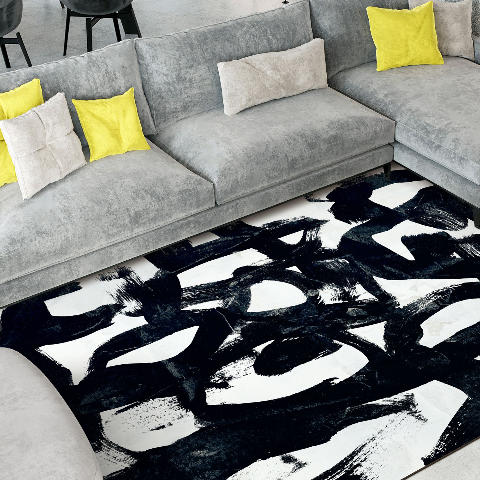 Image 5 Graffiti Tangle I Washable Abstract Art Area Rug size 5'x8' more views