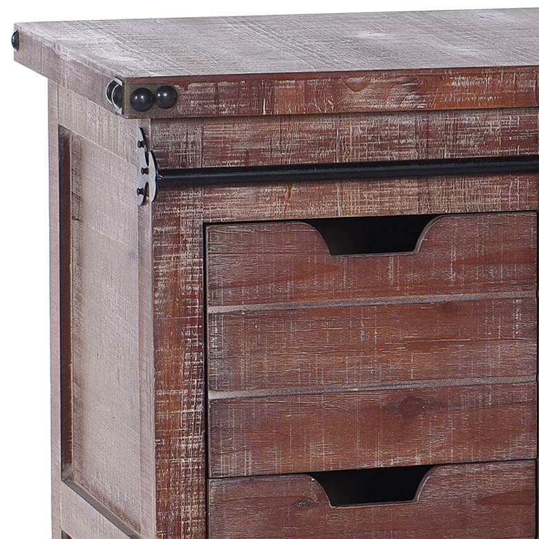 Image 2 Graham 33 inch High Natural Wood 3-Drawer 1-Door Rustic Cart Cabinet more views