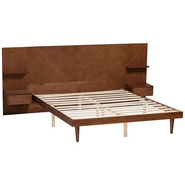 Graham Ash Walnut Queen Platform Storage Bed w/ Nightstands