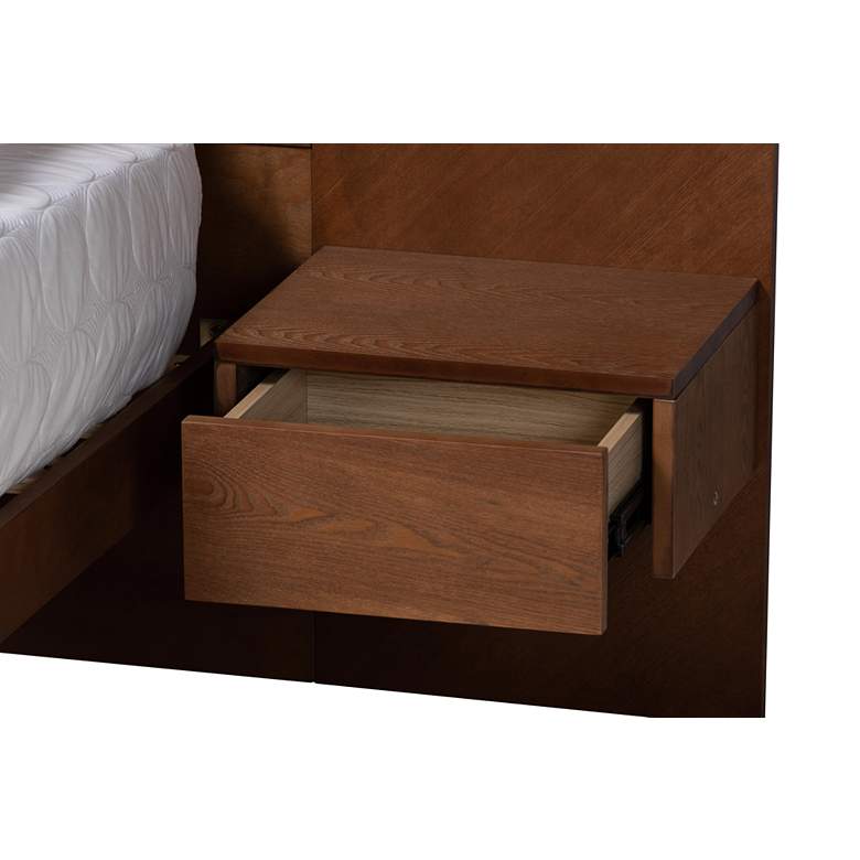 Image 4 Graham Ash Walnut Queen Platform Storage Bed w/ Nightstands more views