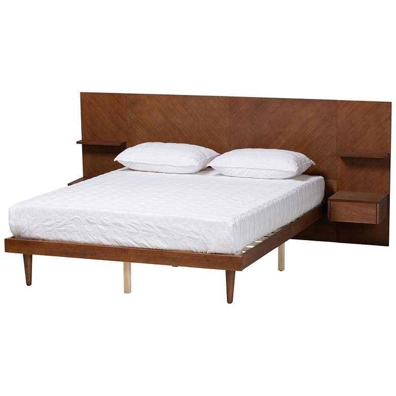 Image 7 Graham Ash Walnut Queen Platform Storage Bed w/ Nightstands more views