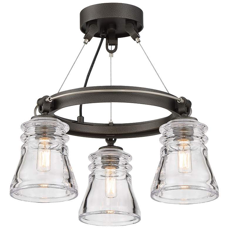 Image 1 Graham Avenue 17" Wide Smoked Iron 3-Light Ceiling Light