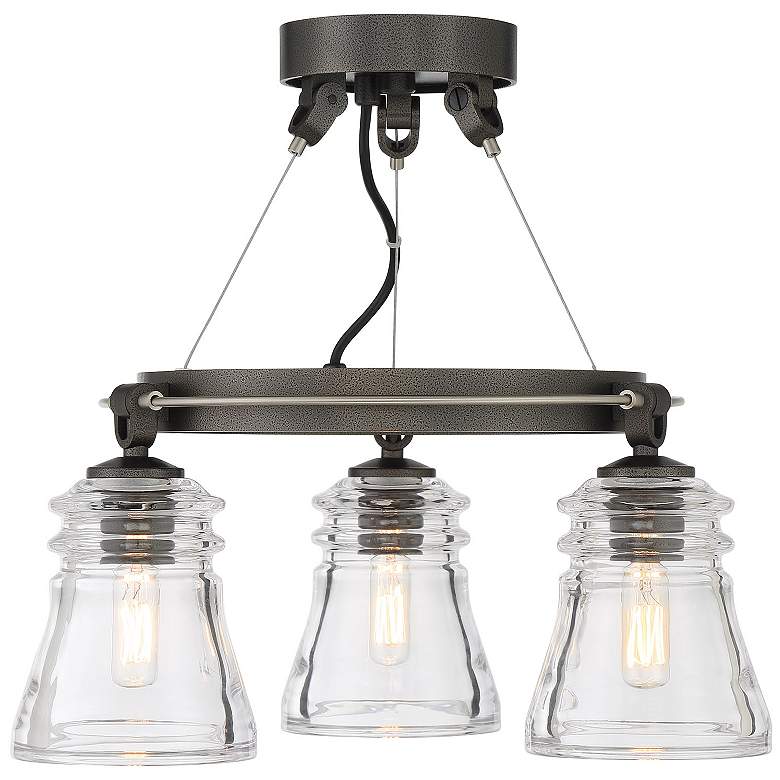Image 3 Graham Avenue 17" Wide Smoked Iron 3-Light Ceiling Light more views