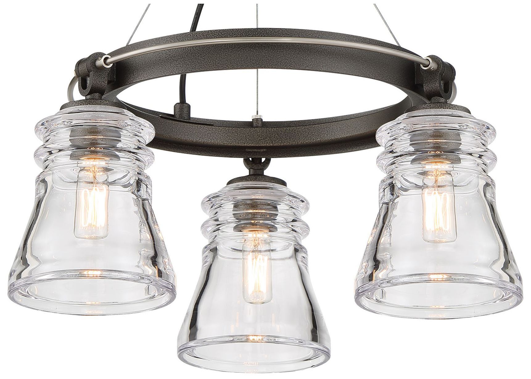 Image 4 Graham Avenue 17" Wide Smoked Iron 3-Light Ceiling Light more views