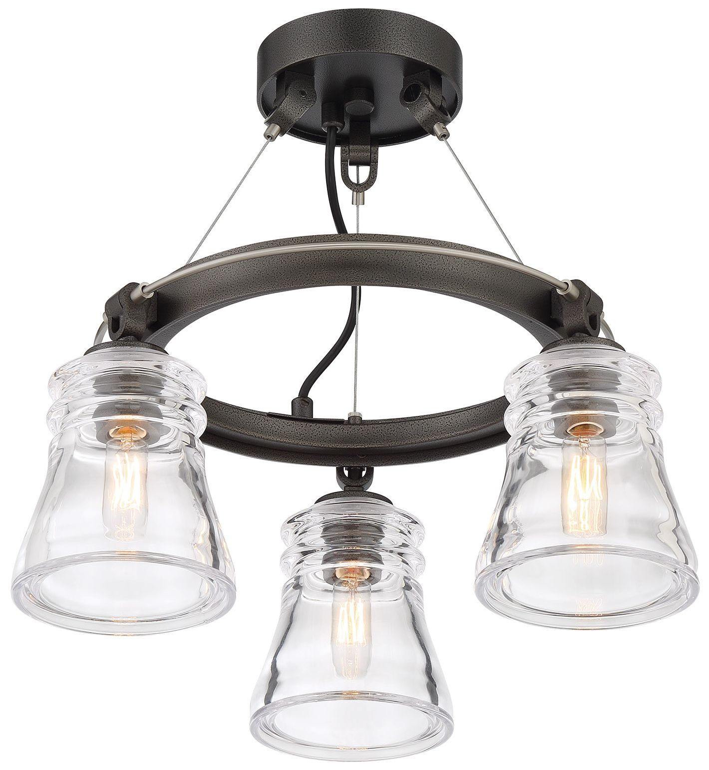 Image 5 Graham Avenue 17" Wide Smoked Iron 3-Light Ceiling Light more views