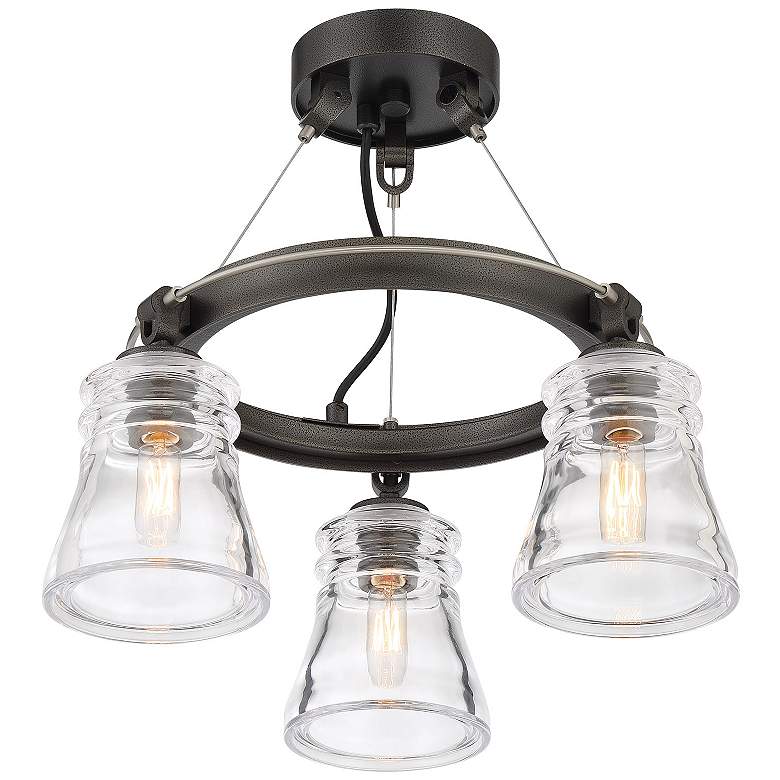 Image 5 Graham Avenue 17" Wide Smoked Iron 3-Light Ceiling Light more views