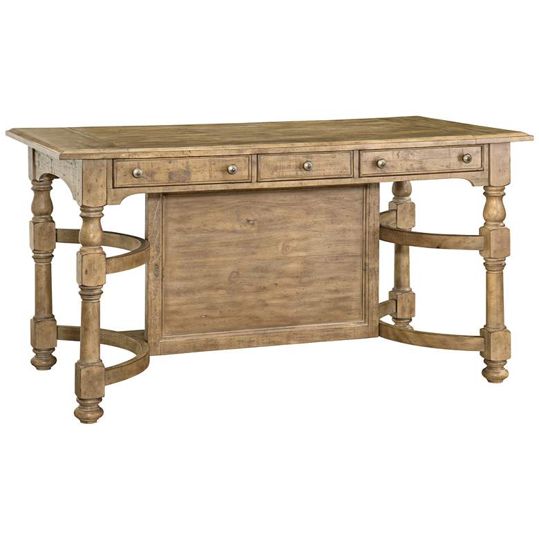 Image 1 Graham Hills 68 inchW Cracked Wheat 6-Drawer Wood Counter Table
