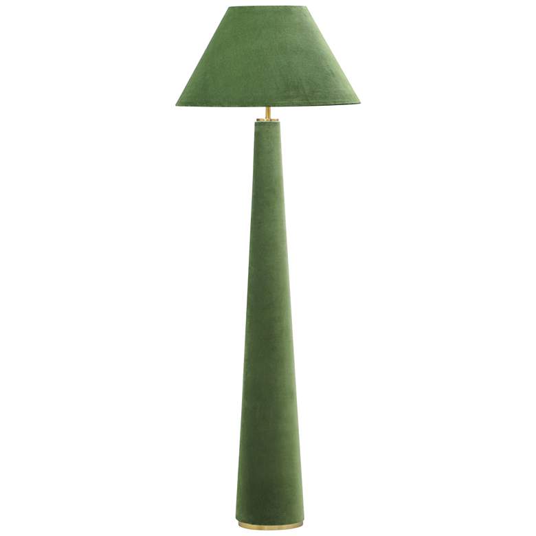 Image 1 Graham Moss Green Velvet Fabric Floor Lamp