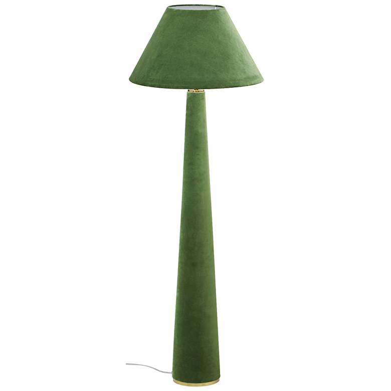 Image 4 Graham Moss Green Velvet Fabric Floor Lamp more views