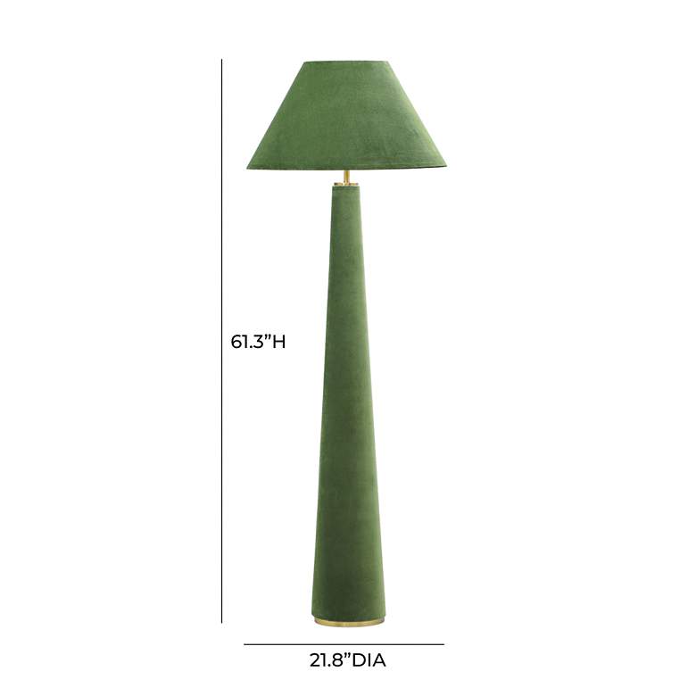 Image 5 Graham Moss Green Velvet Fabric Floor Lamp more views