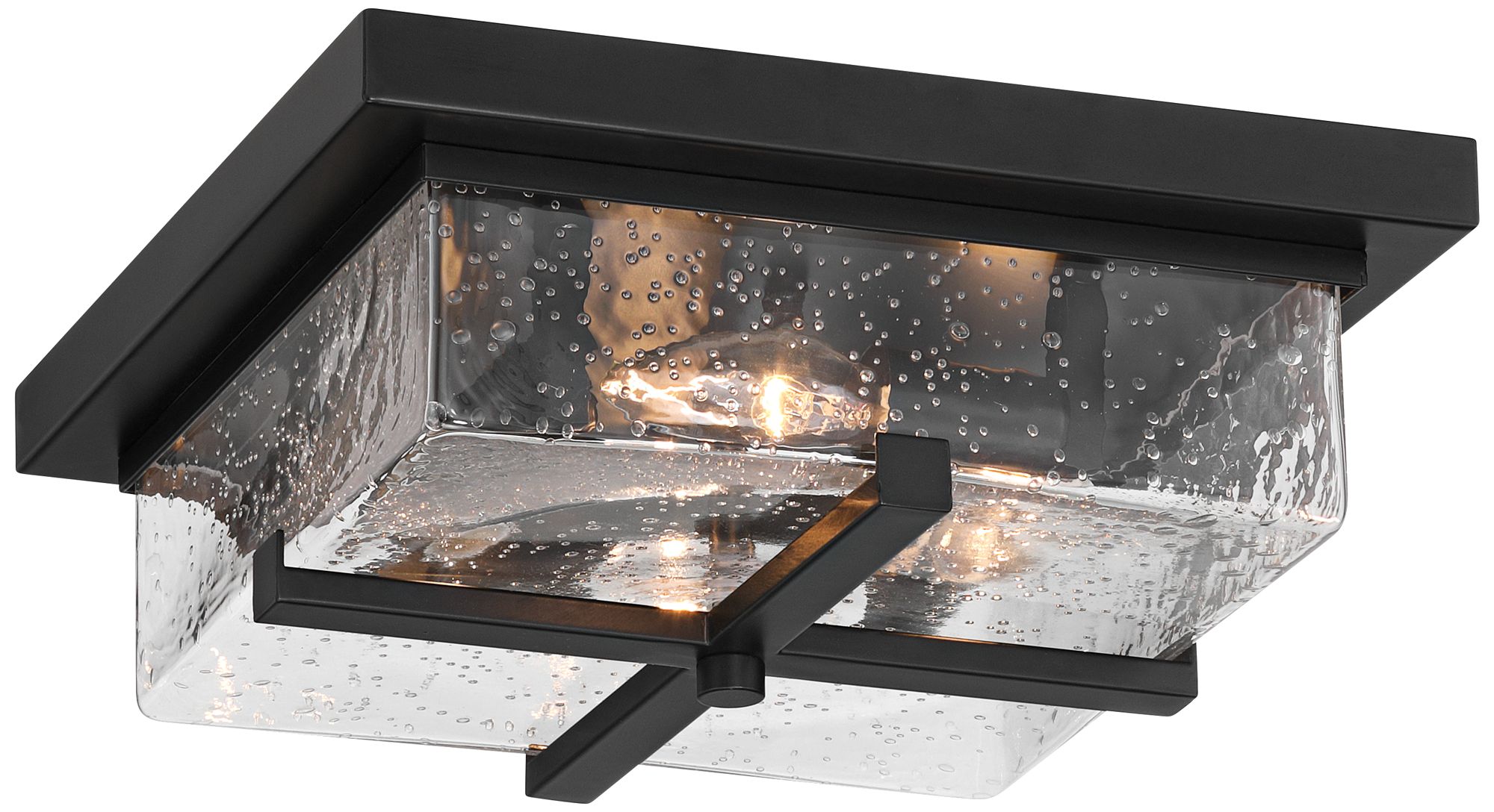 Image 2 Grambling 11 3/4" Rustic Black Seeded Glass 4-Light Ceiling Light