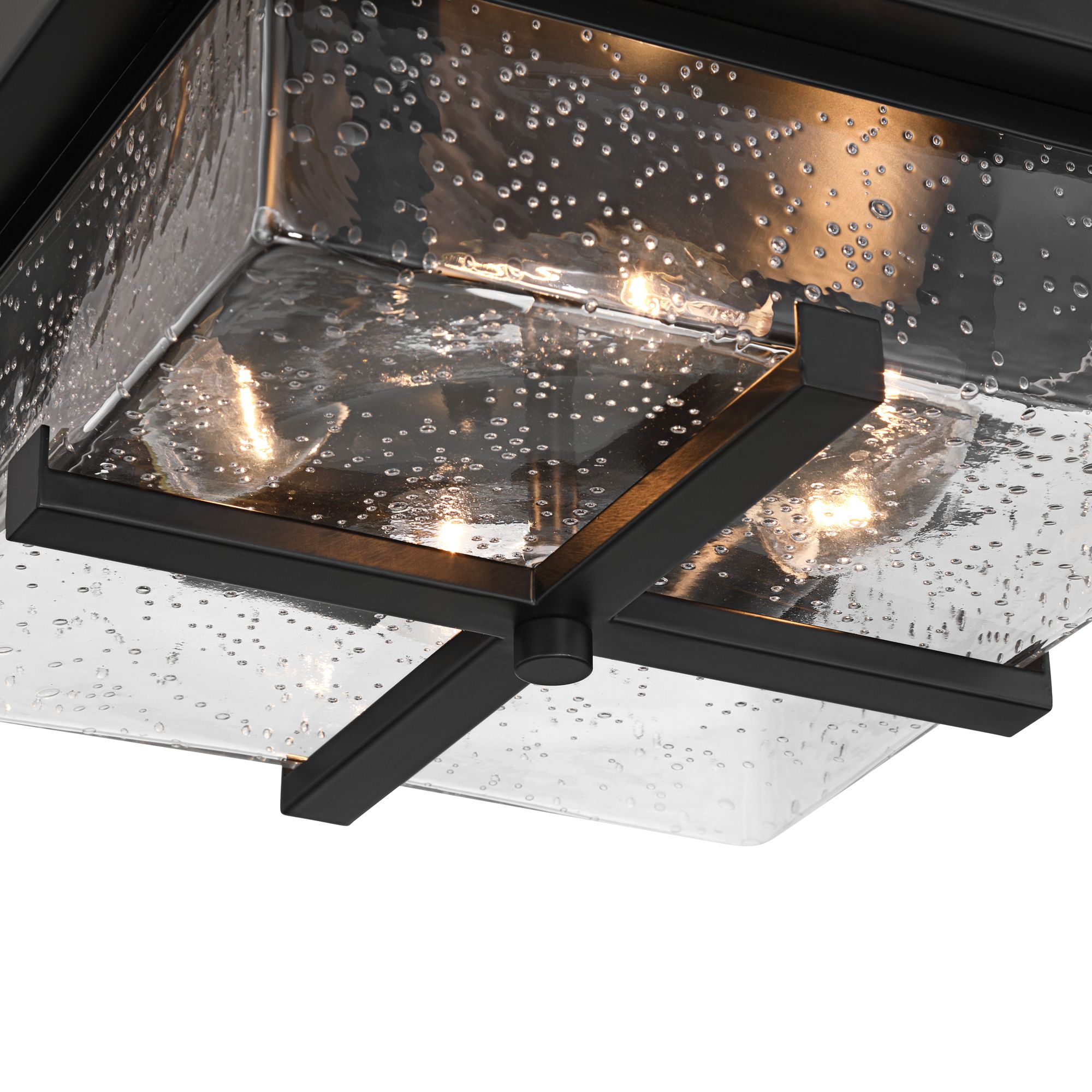 Image 3 Grambling 11 3/4" Rustic Black Seeded Glass 4-Light Ceiling Light more views