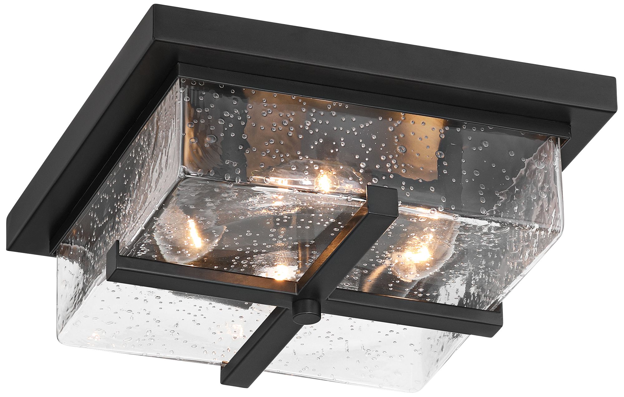 Image 7 Grambling 11 3/4" Rustic Black Seeded Glass 4-Light Ceiling Light more views