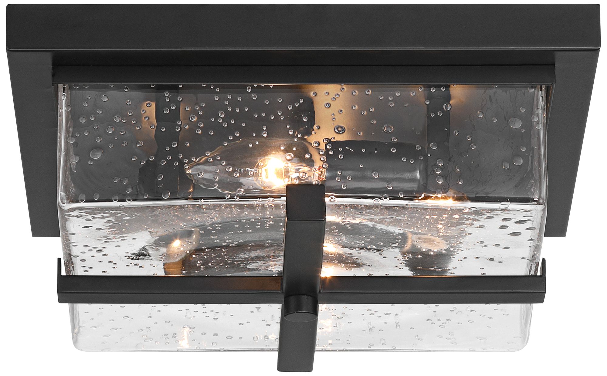 Grambling 11 3/4" Rustic Black Seeded Glass 4-Light Ceiling Light