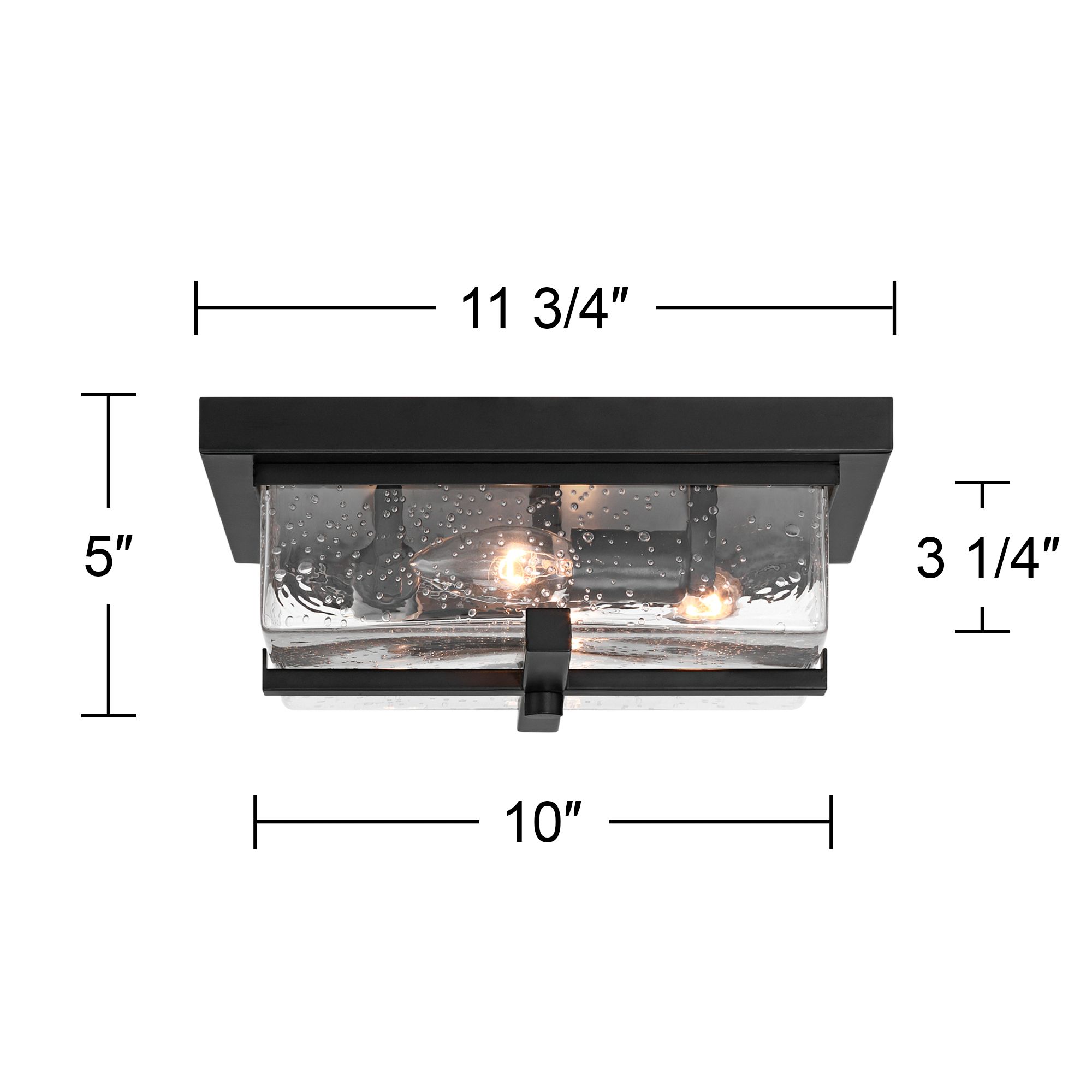 Grambling 11 3/4" Rustic Black Seeded Glass 4-Light Ceiling Light