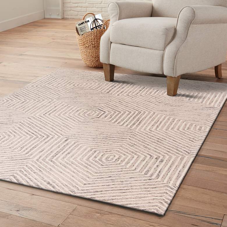 Image 1 Gramercy 1607 5'x7' Ivory Honeycomb Hand-Woven Area Rug
