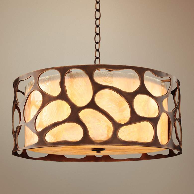 Image 1 Gramercy 24"W Copper Patina Laser-Cut Drum Pendant Light