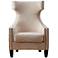 Gramercy Beige Embroidered Linen Wing Accent Chair