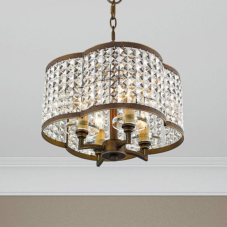 Image 1 Grammercy 14-in 4-Light Palacial Bronze Crystal Chandelier