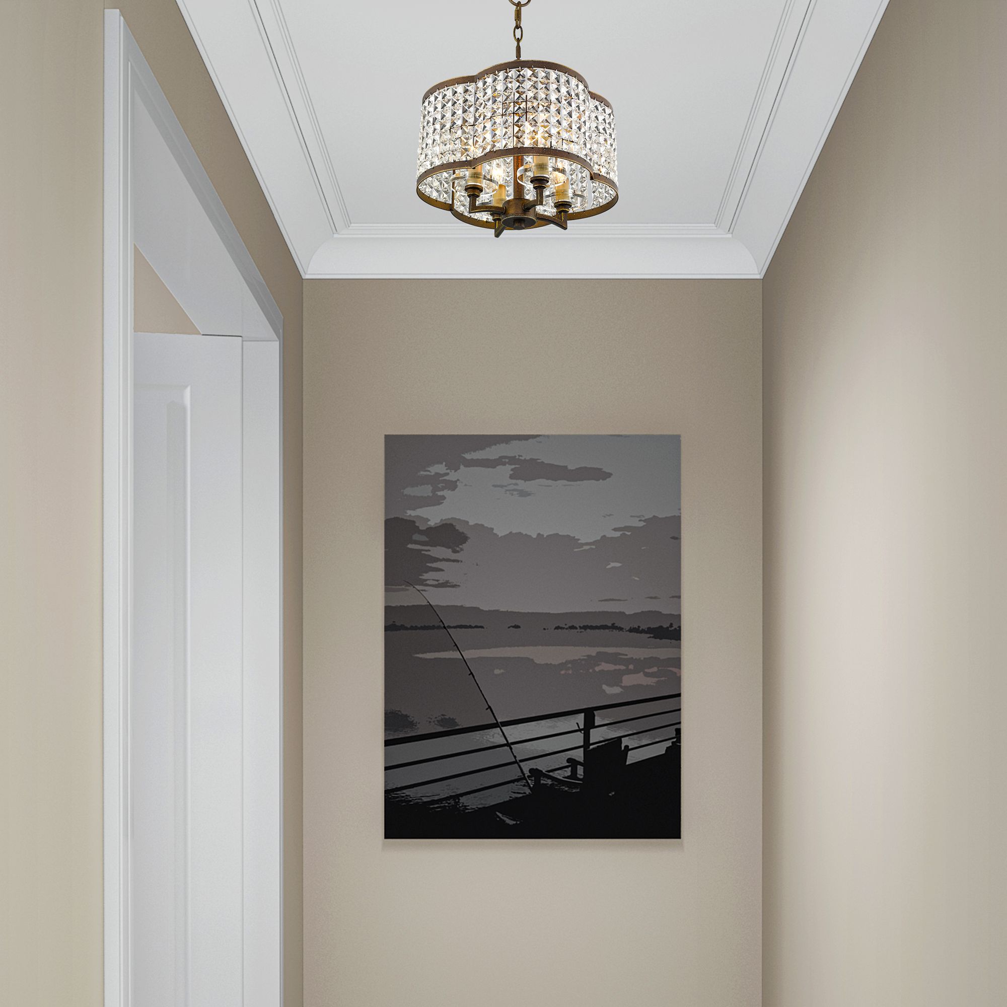 Grammercy 14-in 4-Light Palacial Bronze Crystal Chandelier