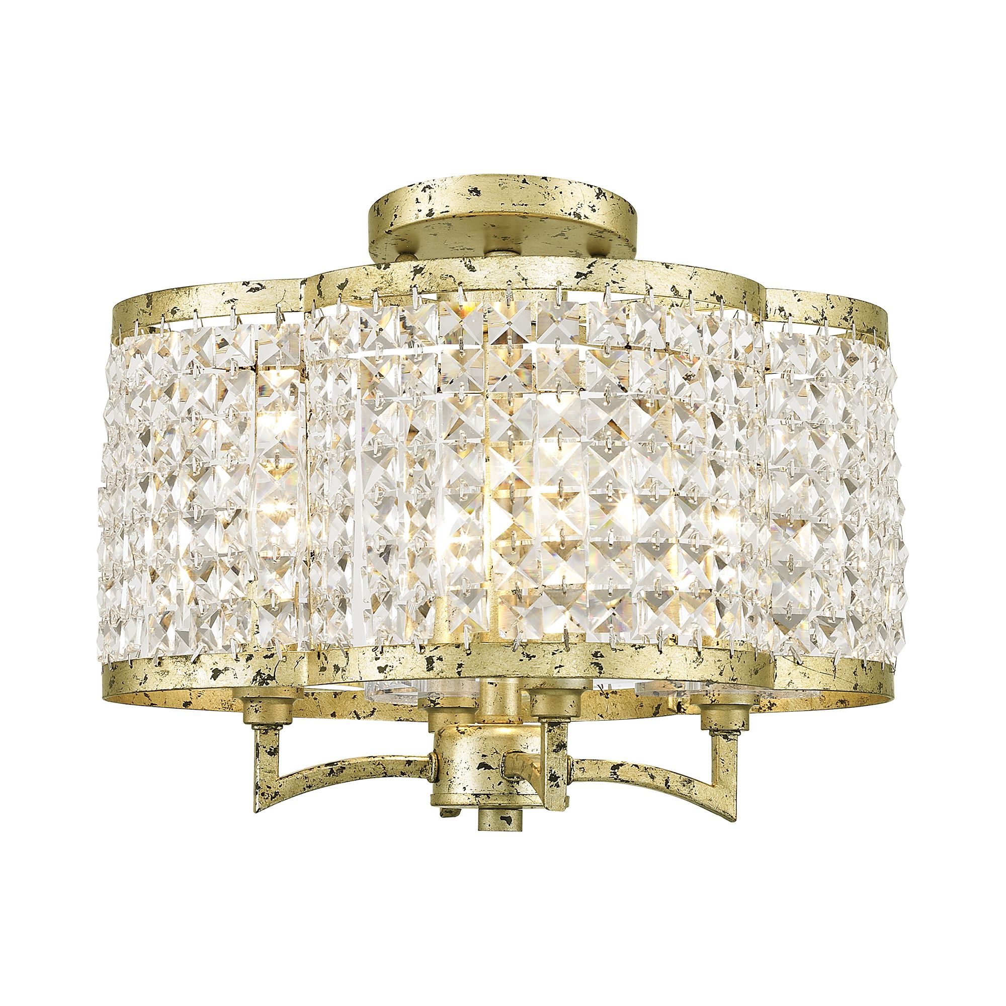 Grammercy 14-in 4-Light Winter Gold Crystal Chandelier