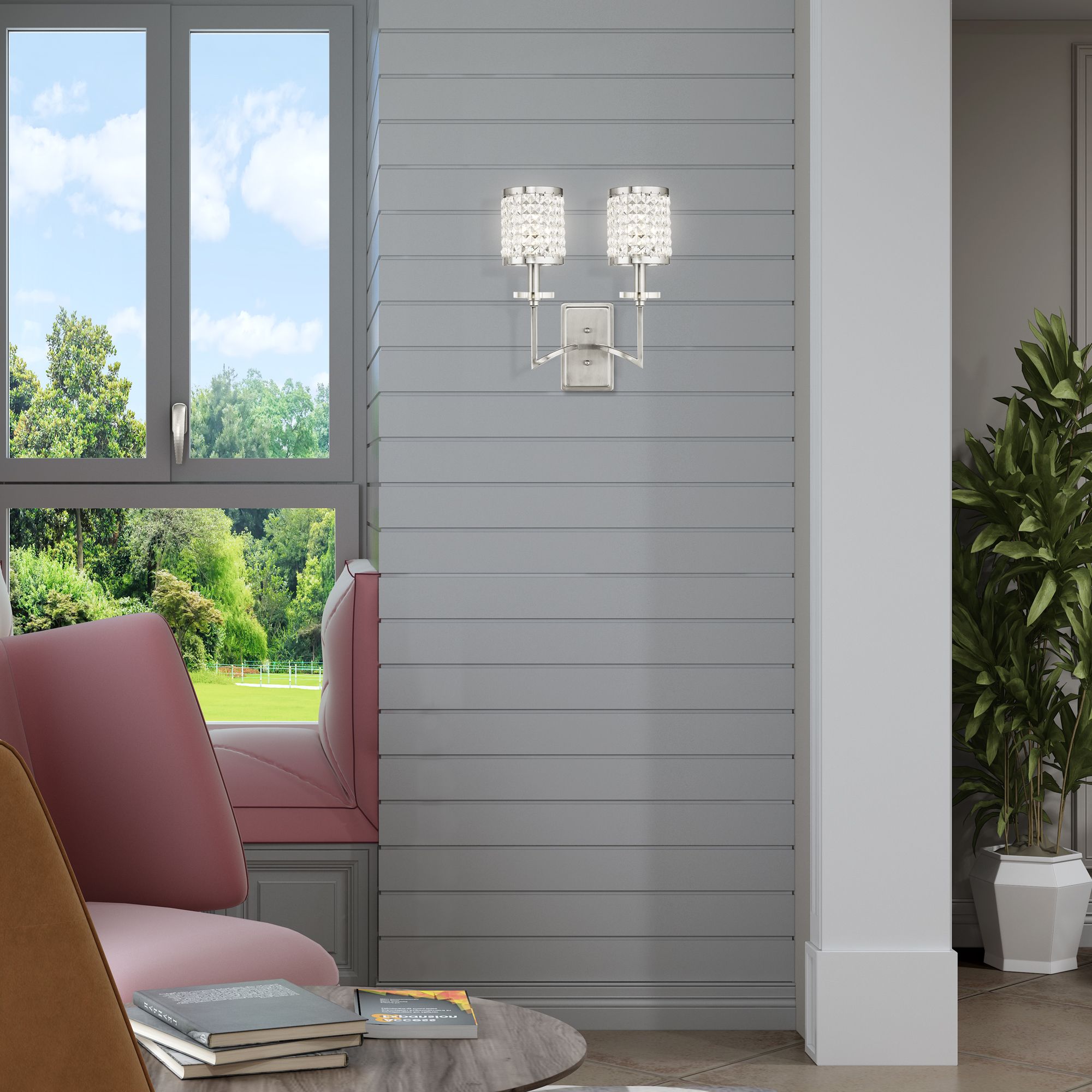 Grammercy 2 Light Brushed Nickel Wall Sconce