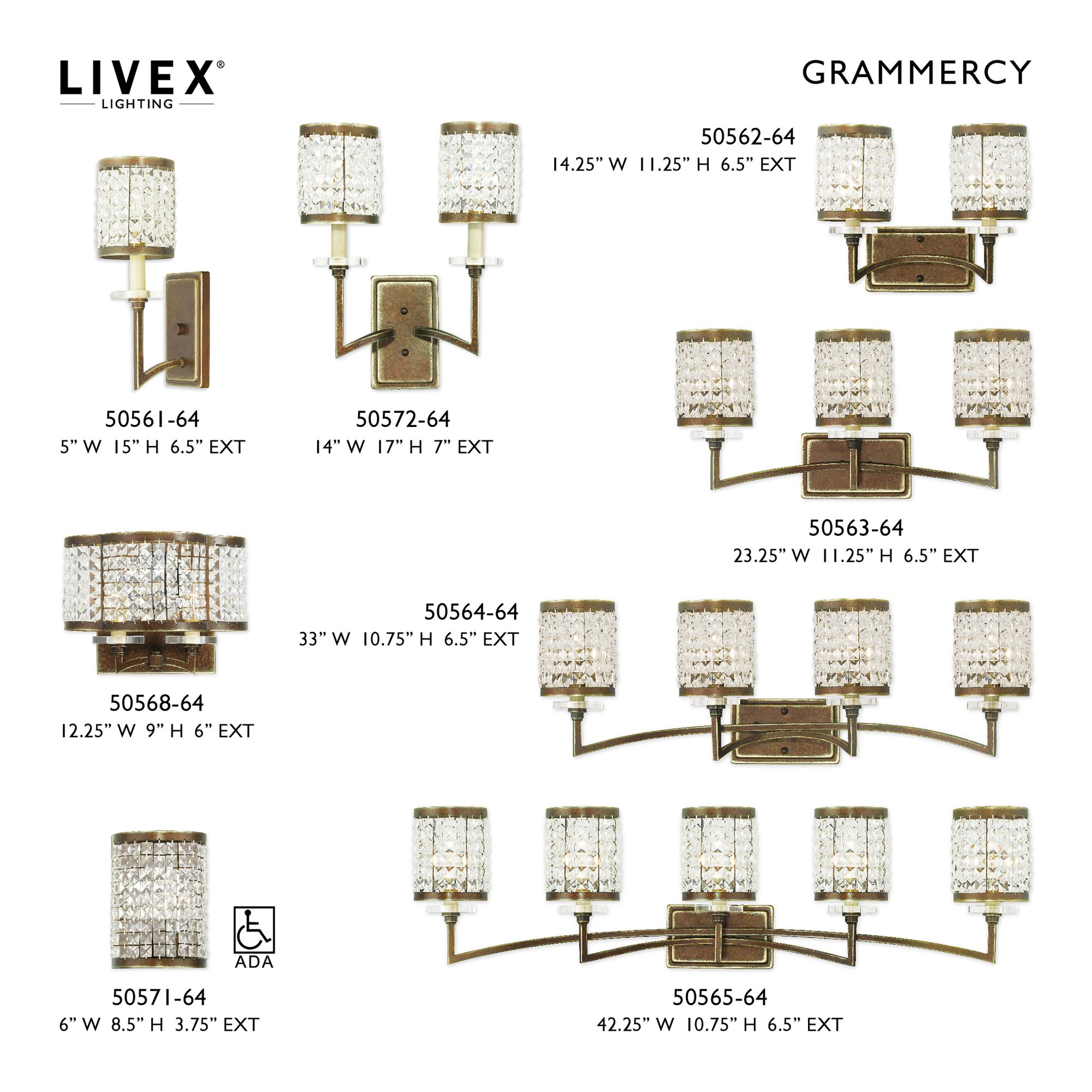 Grammercy 2 Light Hand Painted Palacial Bronze Bath Vanity