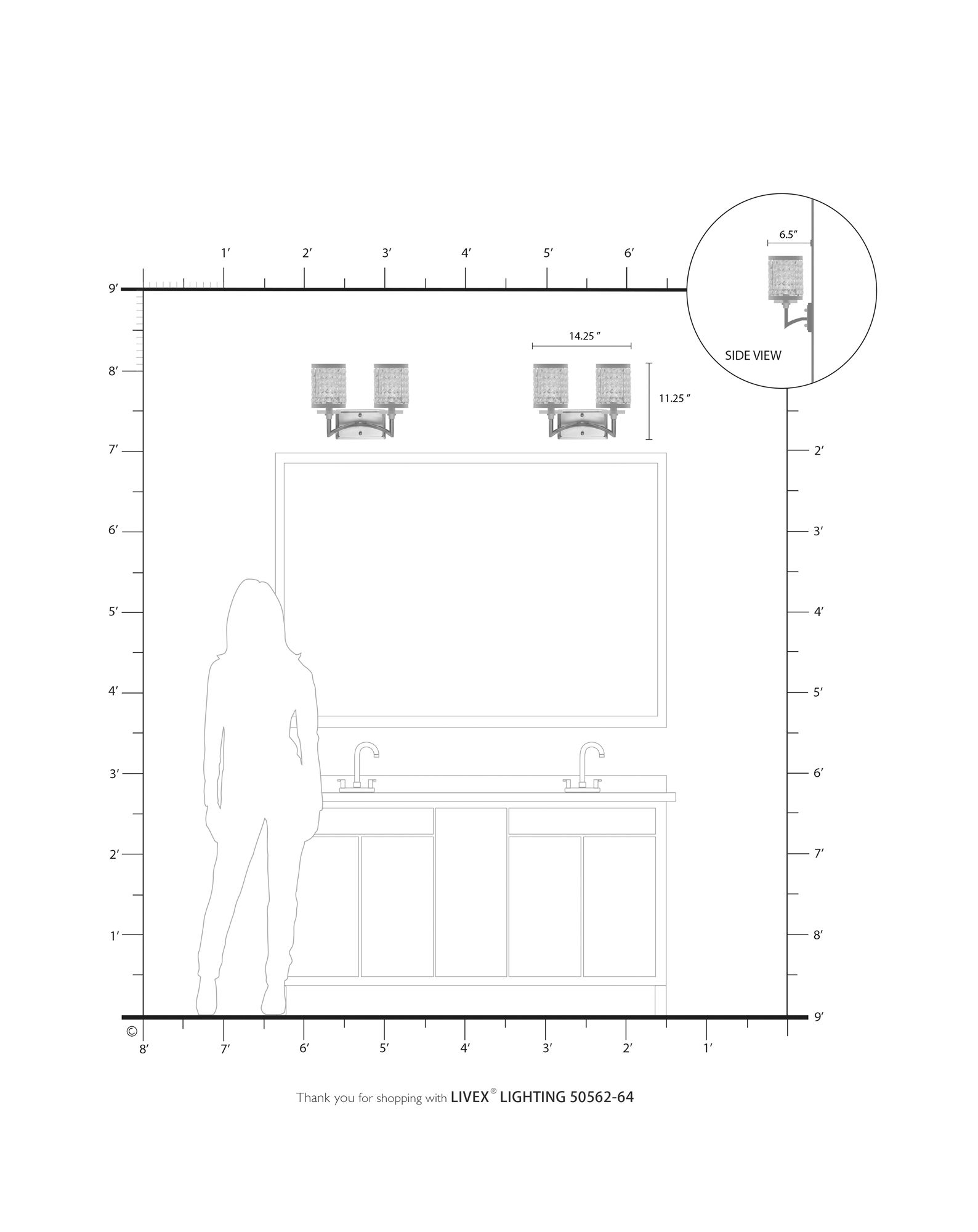 Grammercy 2 Light Hand Painted Palacial Bronze Bath Vanity