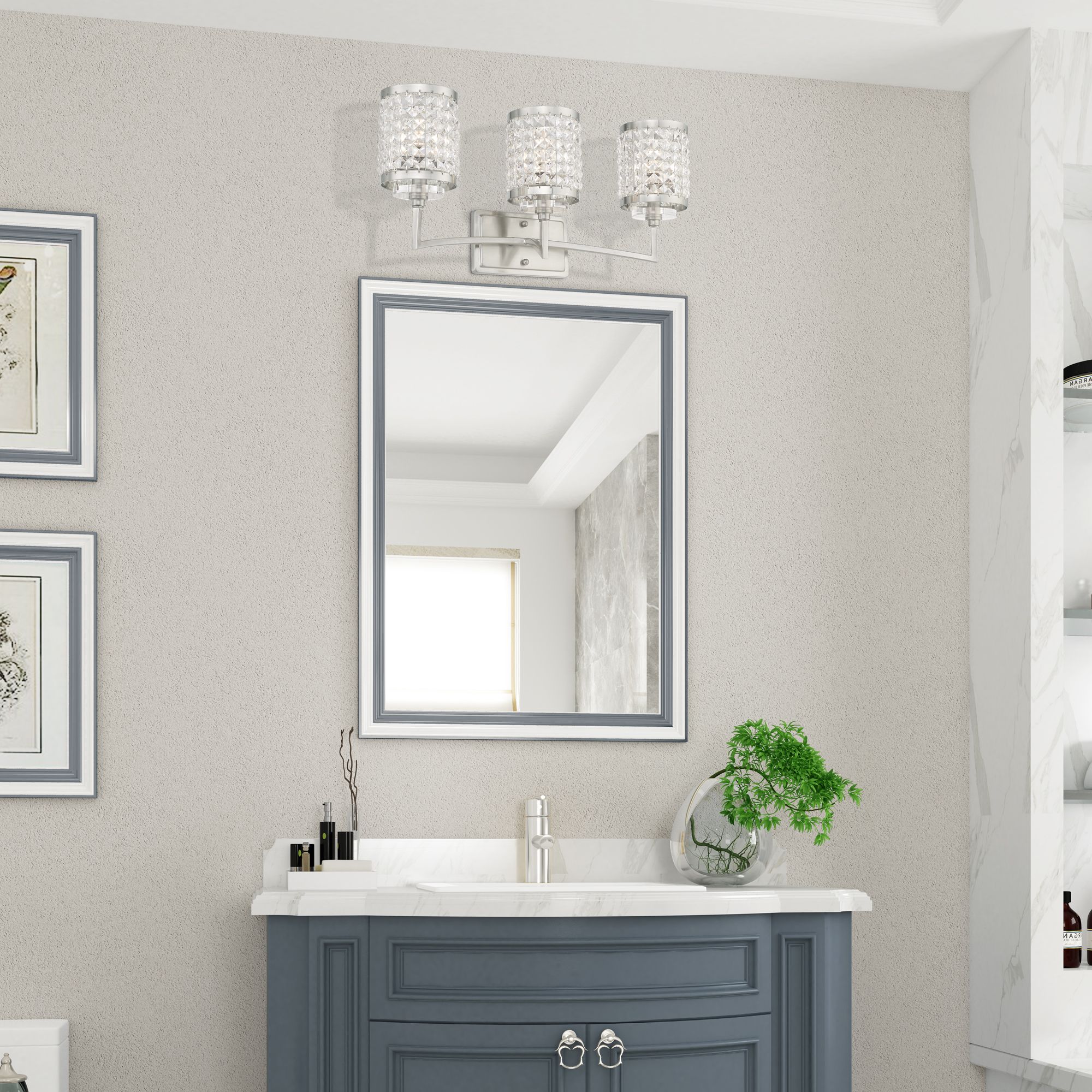 Grammercy 3 Light Brushed Nickel Bath Vanity