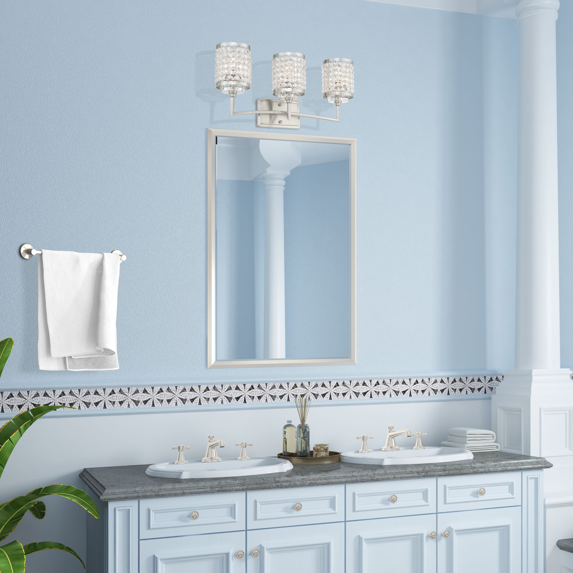 Grammercy 3 Light Brushed Nickel Bath Vanity